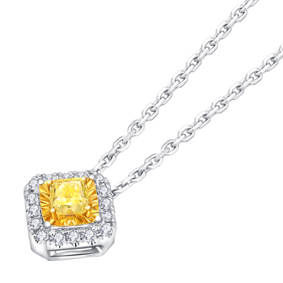 enzo18K金镶方形黄钻项链女