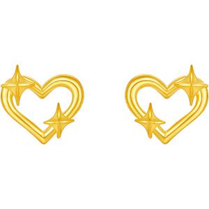 周六福黄金耳钉计价5G足金爱心星耳饰节日礼物甜酷少 -第二代系列