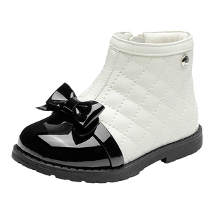 百丽童鞋女童洋气短靴冬季加绒保暖宝宝靴公主靴子儿童皮靴时装靴