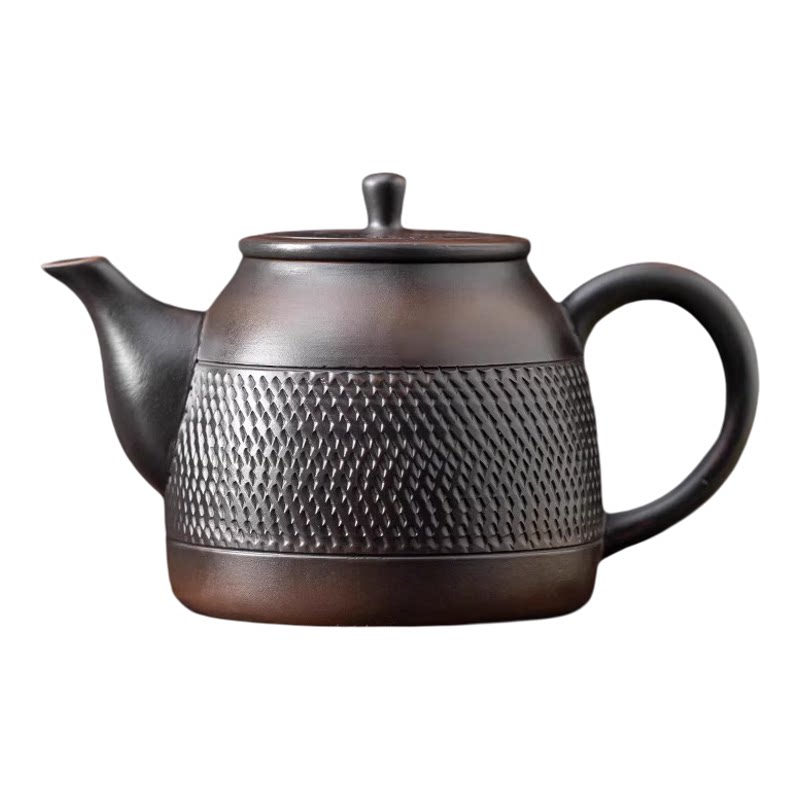 手工跳刀紫陶茶壶家用泡茶壶