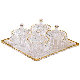 轻奢水晶玻璃分格水果盘分格零食盘带盖家用客厅干果盘过年糖果盘