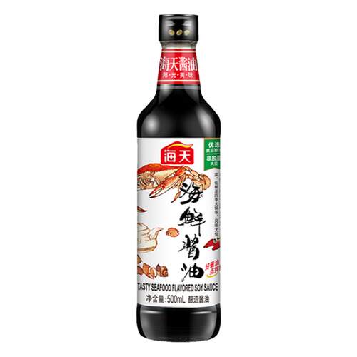 海天海鲜酱油500ml 添加干贝黄豆酿造生抽家用鲜味蒸鱼豉油调味