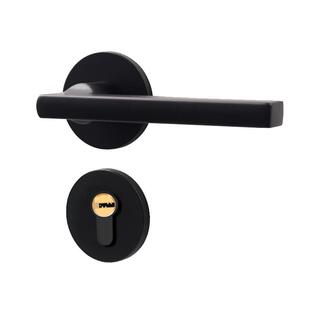 室内卧室房门锁通用型家用房间木门把手锁具分体磁吸静音锁哑黑色