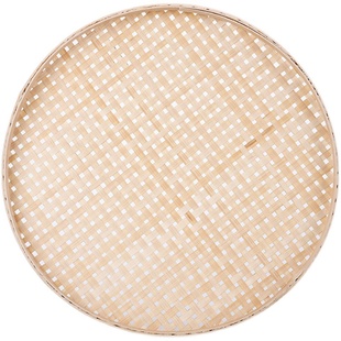 竹编有孔圆簸箕家用晾晒竹筛子装饰竹匾幼儿园手工diy竹盘竹制品