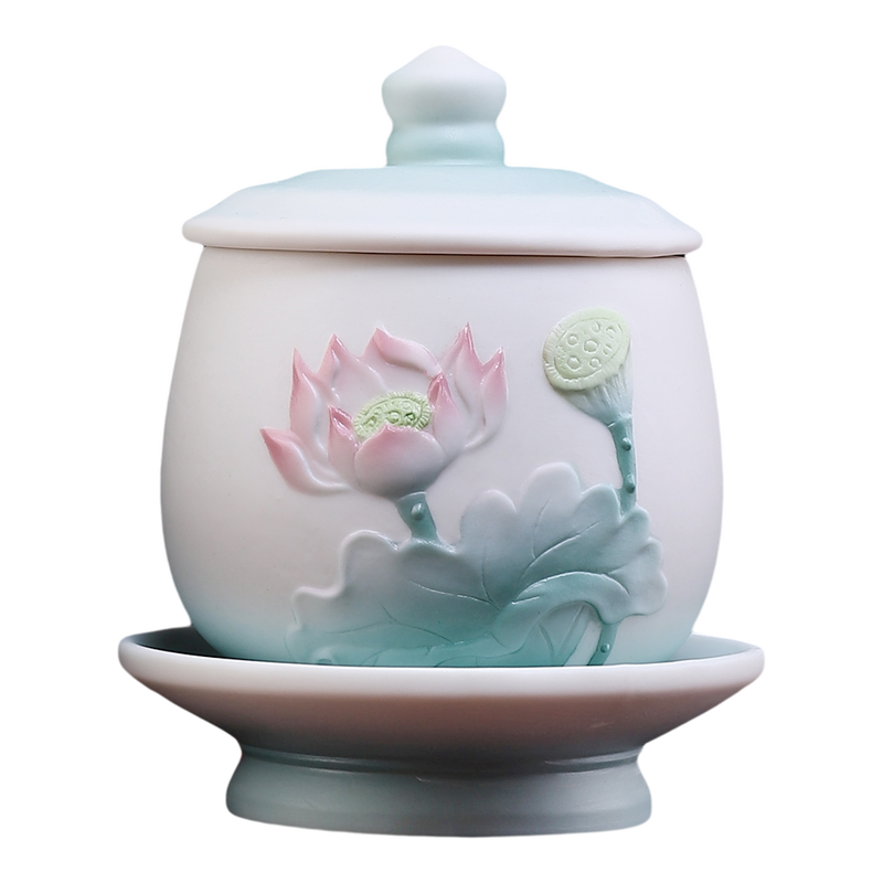 戴玉堂陶瓷莲花供佛供水杯