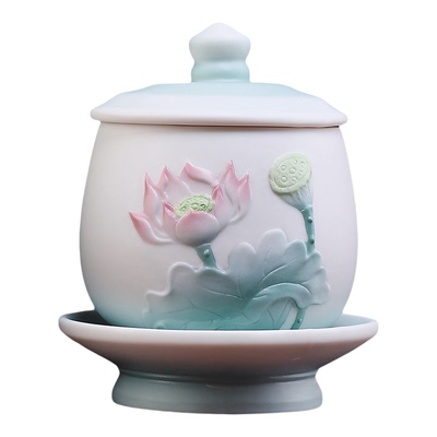 戴玉堂陶瓷莲花供佛供水杯