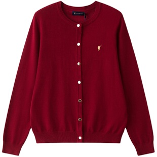 POLOWALK针织开衫女2025秋季新款保罗气质修身通勤风薄款毛衣外套