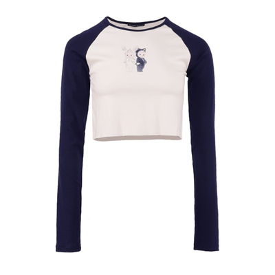 上衣常规显瘦甜美长袖BM撞色