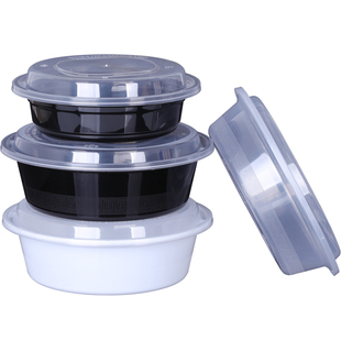 贩美丽美式一次性打包盒圆形打包碗汤碗饭碗意面碗西式凸盖餐盒