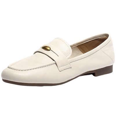 森达超软小羊皮新款小金豆乐福鞋