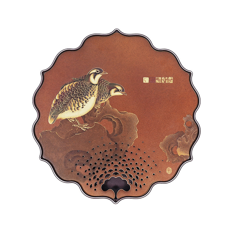 【火淬莲华】六角莲花铜彩烧茶盘