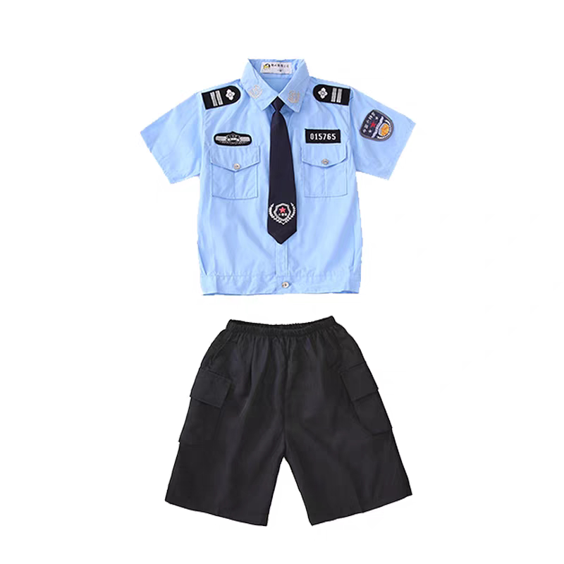 男女童警察服纯棉吸湿排汗演出服
