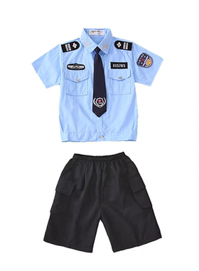 男女童警察服纯棉吸湿排汗演出服