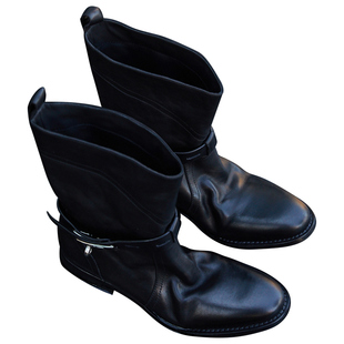 Le' Murmure 纯手工水洗植鞣牛皮 褶皱 金属扣 游牧风西部短靴 女