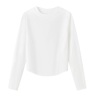 云上生活【春日面膜t】解构显瘦多色圆领打底衫春季长袖T恤上衣女