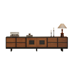 中古风实木电视柜客厅斗柜法式复古骨骼线组合储物落地电视机柜