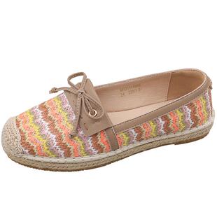 Safiya索菲娅时尚轻便透气百搭休闲草编一脚蹬渔夫鞋女款单鞋