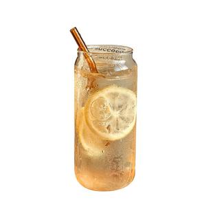耐高温高颜值ins玻璃杯带吸管咖啡杯易拉罐沙冰杯冷饮杯气泡水杯