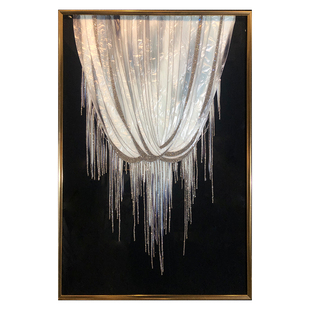 高档手绘镶钻琉璃珐琅彩装饰画现代轻奢客厅过道走廊简欧玄关挂画