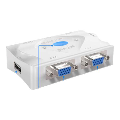 迈拓维矩MT-201KL 2口KVM切换器usb键盘鼠标2进1出VGA自动切换器二进一出热键切共享打印机