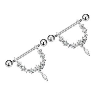 F-136钛合金乳环镶锆乳钉乳头钉1.2/1.6粗防过敏情侣穿孔穿刺饰品