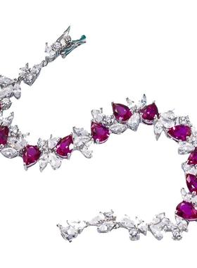 红宝石手链S925镶嵌高碳钻简约