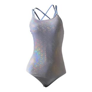 游泳衣女款碎闪闪亮带胸垫2025新款专业训练竞速连体三角露背泳装