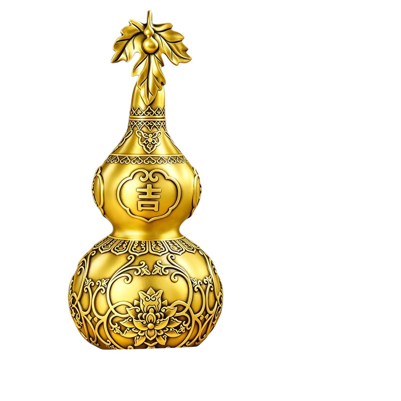 铜葫芦纯黄铜摆件开口开盖空心四季平安葫芦客厅玄关装饰摆件大号