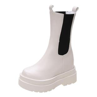 2025秋冬新款10cm内增高厚底马丁靴女显脚小中筒靴高跟烟管靴短靴