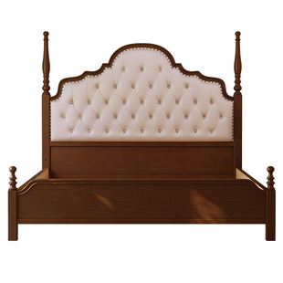 智能电动床床框架全实木复古风卧室真皮软靠智能床专用床外框架子