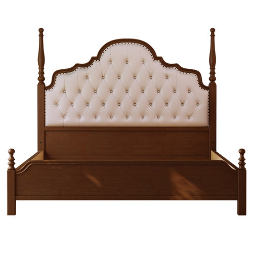 智能电动床床框架全实木复古风卧室真皮软靠智能床专用床外框架子