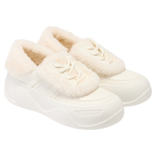 fed加绒小白鞋冬季新款女鞋厚底毛毛时尚增高板鞋女S1201-YAB217