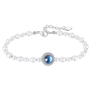 ParasKors派热银饰 蓝眼泪手链海宝蓝925纯银珍珠轻奢礼物送女友