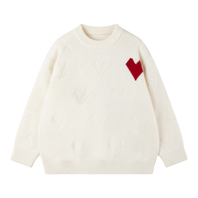 MUCMUKN【100绵羊毛】节日氛围感爱心提花毛衣百搭男女童25冬新款