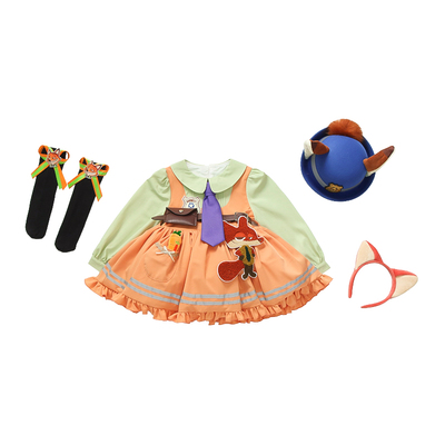 女童疯狂动物城朱迪连衣裙演出服春秋女童兔子警官cos服装尼克裙