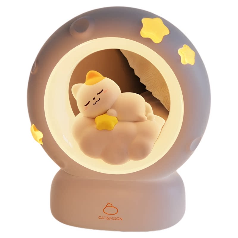 摘星揽月猫咪小夜灯可爱拍拍灯