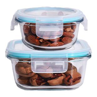 玻璃碗带盖饭盒微波炉加热上班族密封保鲜盒便当小留样米饭分装盒