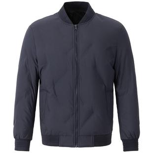 才子棒球领羽绒服男士2023冬季新款白鸭绒休闲短款黑色菱形格外套