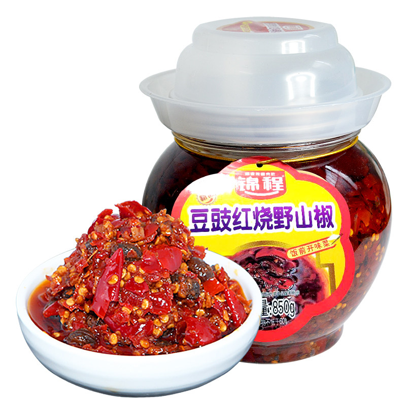 超辣辣椒酱湖南特产锦程特辣猛辣豆豉红烧野山椒酱下饭菜拌面酱