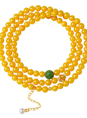 宫里上新暖玉烟鸡油黄蜜蜡手链