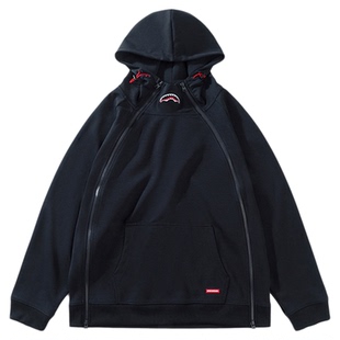 SprayGround鲨鱼嘴春秋男女美式宇航领连帽情侣拉链卫衣套头上衣