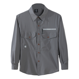 夏季冰丝速干工作服套装男士轻薄款长袖男装工地建筑防晒劳保夏天