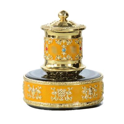 藏老喵铜制太阳能车载转轮车摆件