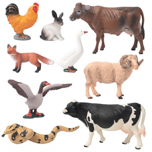 仿真动物农场牧场家禽模型鸡鸭鹅牛羊猫狗猪马兔子儿童认知玩具