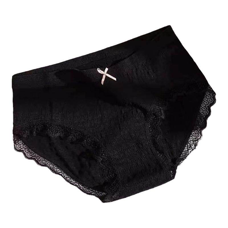 大码内裤女日系石墨烯泡泡内裤纯棉底裆蕾丝抗菌中腰女士内裤