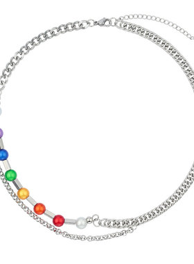 BZV原创彩虹节拍钛钢圆珠项链