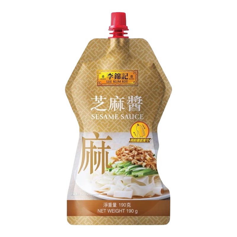 李锦记芝麻酱直立唧唧装钛袋装190gx2优惠装精选芝麻制造小吃蘸点