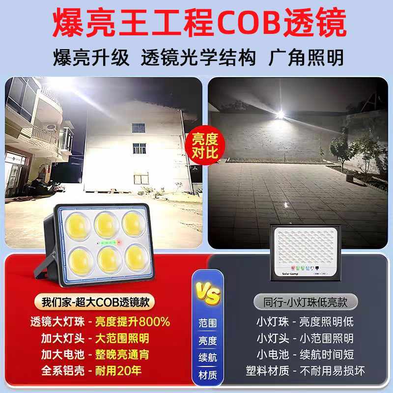 天黑自动亮一拖二爆亮大功率庭院灯户外路灯家用照明投光灯太阳能