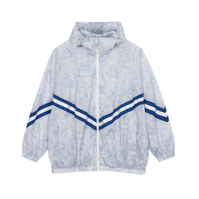 复古数码印花宽松蝙蝠袖防晒衣