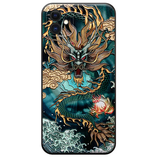 适用苹果立体浮雕17promax浮世绘16pro钟馗15手机壳14pro悟空13龙12锦鲤11软xsmax凤凰air防摔plus龙年国潮男